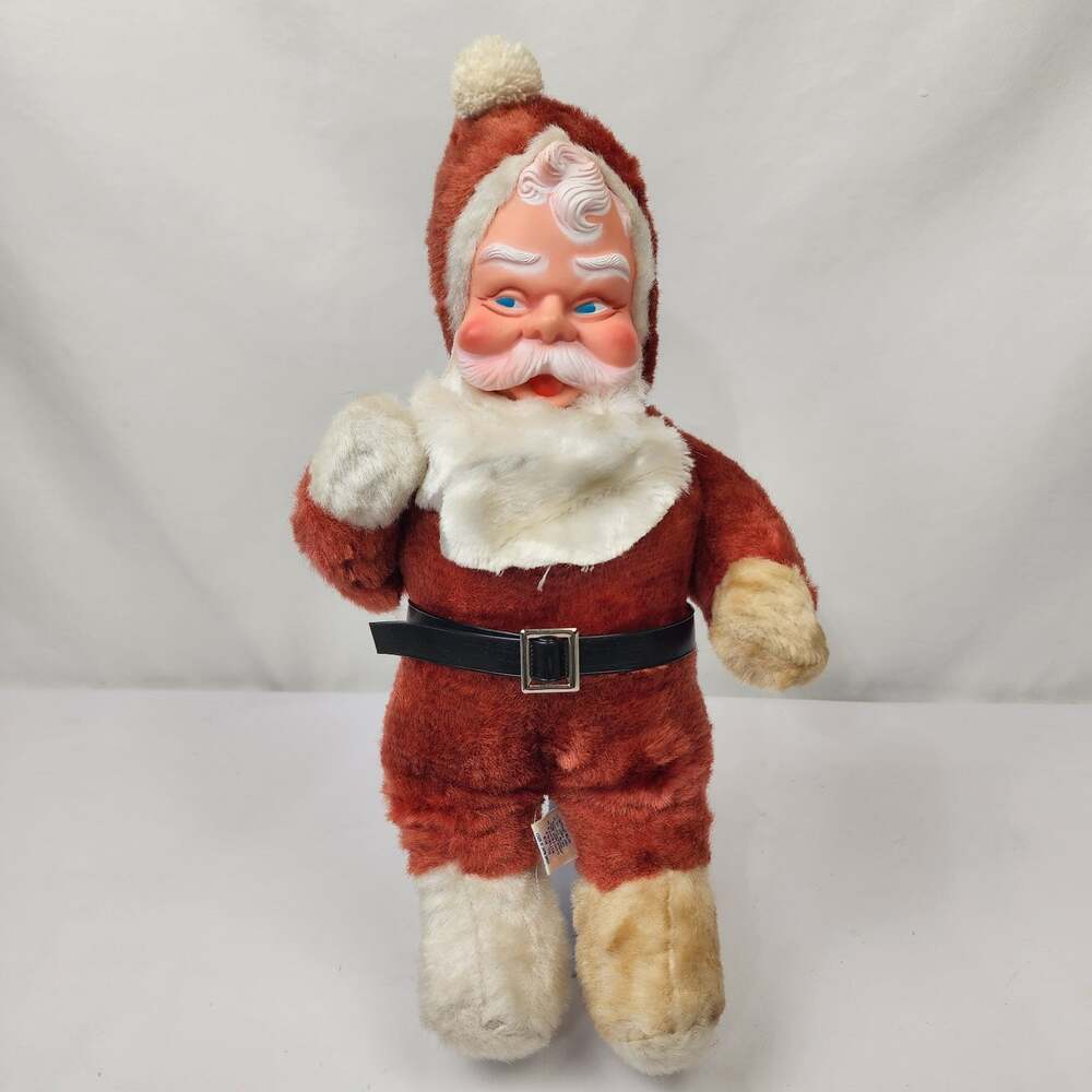 1950's Santa Plush Commonwealth Pennsylvania Rubber Face Rushton Style 16” EUC